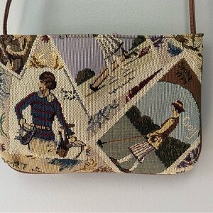 Windsor & York Vintage Tapestry Shoulder Bag- golf themed